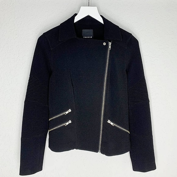 Trouvé Asymmetrical Zip Moto Jacket in Black - Picture 3 of 7
